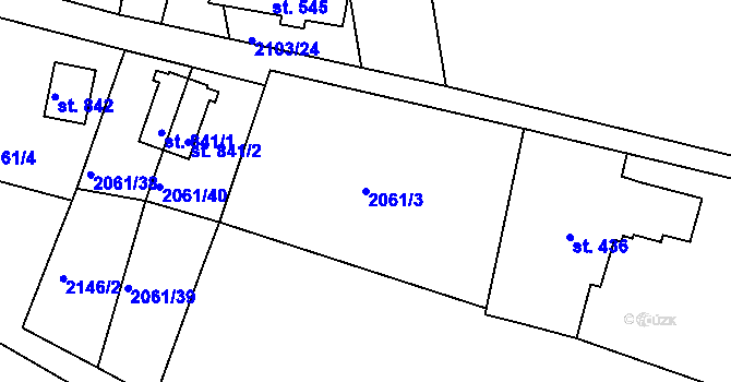 Parcela st. 2061/3 v KÚ Rudník, Katastrální mapa