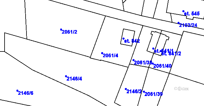 Parcela st. 2061/4 v KÚ Rudník, Katastrální mapa