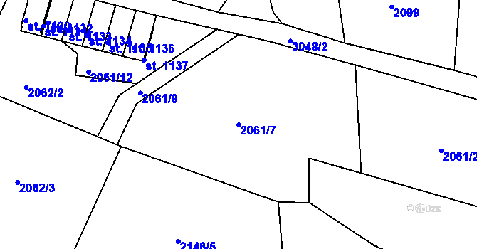 Parcela st. 2061/7 v KÚ Rudník, Katastrální mapa