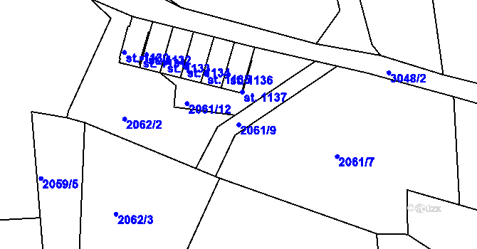 Parcela st. 2061/9 v KÚ Rudník, Katastrální mapa