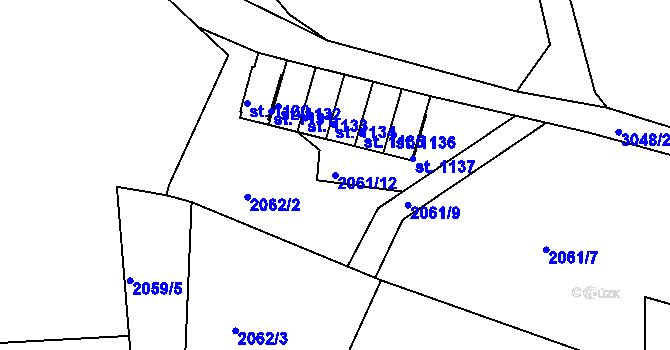 Parcela st. 2061/12 v KÚ Rudník, Katastrální mapa
