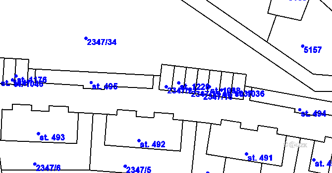 Parcela st. 2347/21 v KÚ Rudník, Katastrální mapa