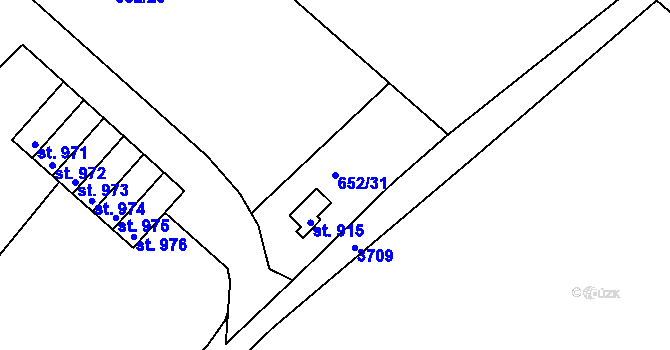 Parcela st. 652/31 v KÚ Rudník, Katastrální mapa