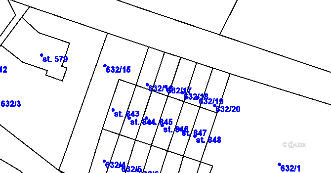 Parcela st. 632/17 v KÚ Rudník, Katastrální mapa