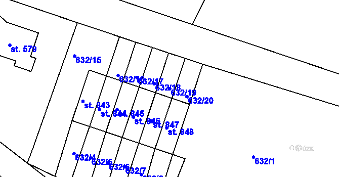 Parcela st. 632/19 v KÚ Rudník, Katastrální mapa