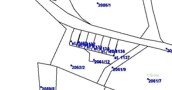 Parcela st. 1133 v KÚ Rudník, Katastrální mapa