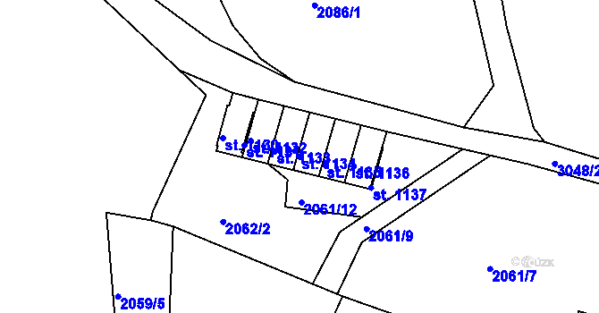 Parcela st. 1134 v KÚ Rudník, Katastrální mapa