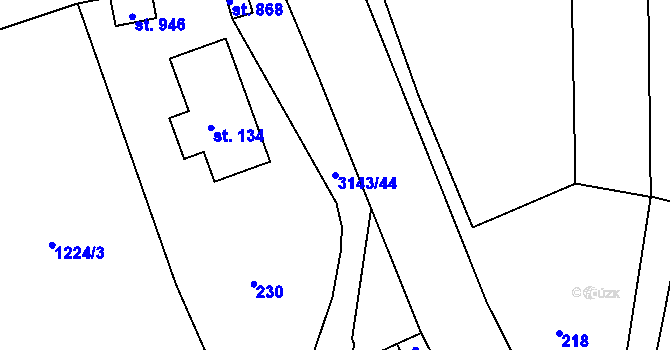 Parcela st. 3143/44 v KÚ Rudník, Katastrální mapa