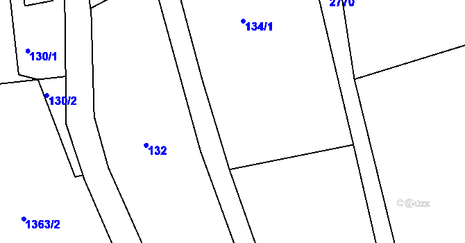 Parcela st. 134/3 v KÚ Rudník, Katastrální mapa