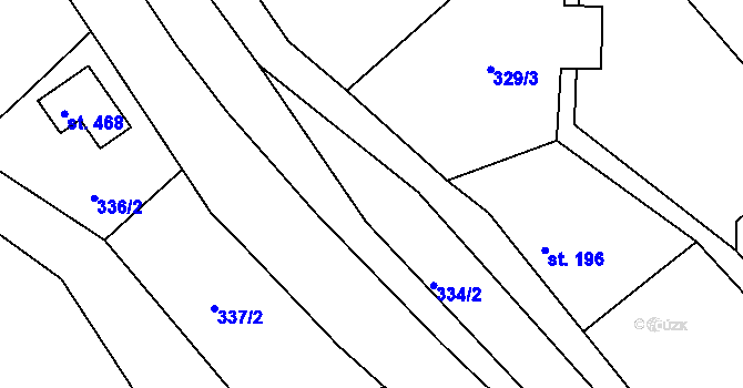 Parcela st. 334/1 v KÚ Rudník, Katastrální mapa
