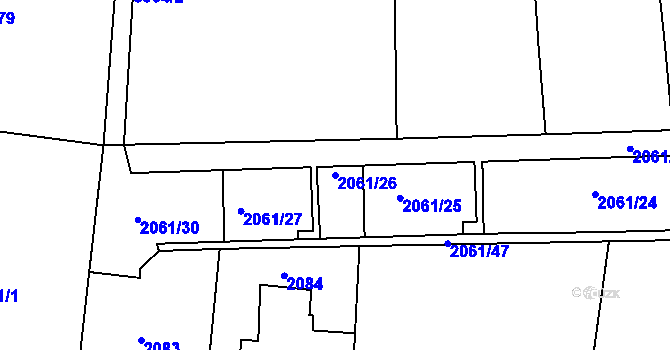 Parcela st. 2061/26 v KÚ Rudník, Katastrální mapa