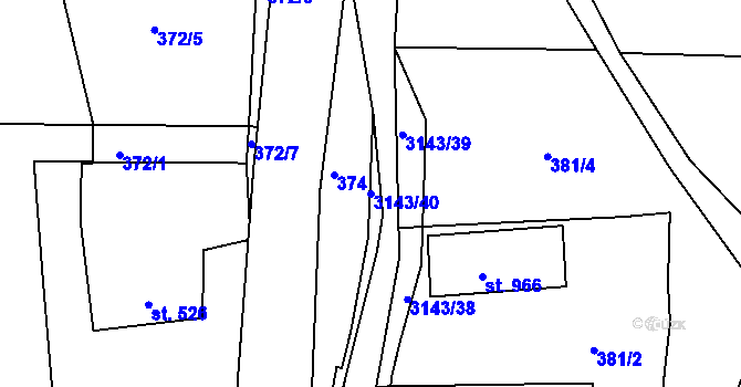 Parcela st. 3143/40 v KÚ Rudník, Katastrální mapa