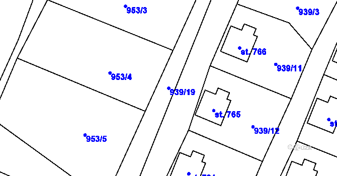 Parcela st. 939/19 v KÚ Rudník, Katastrální mapa