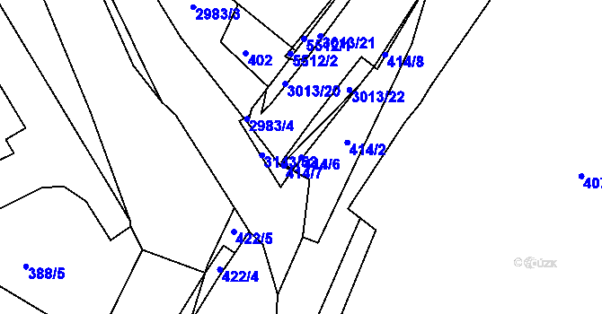 Parcela st. 414/6 v KÚ Rudník, Katastrální mapa