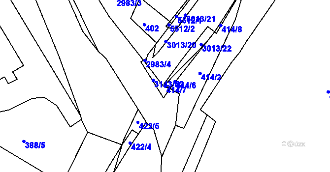 Parcela st. 414/7 v KÚ Rudník, Katastrální mapa