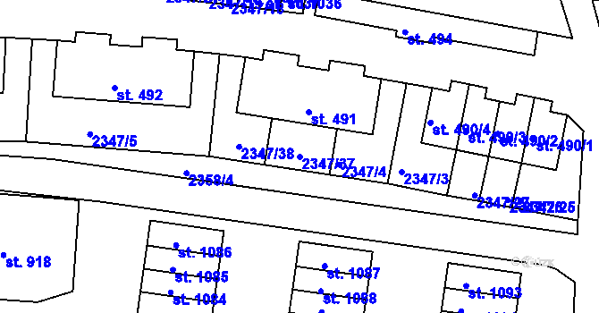 Parcela st. 2347/37 v KÚ Rudník, Katastrální mapa