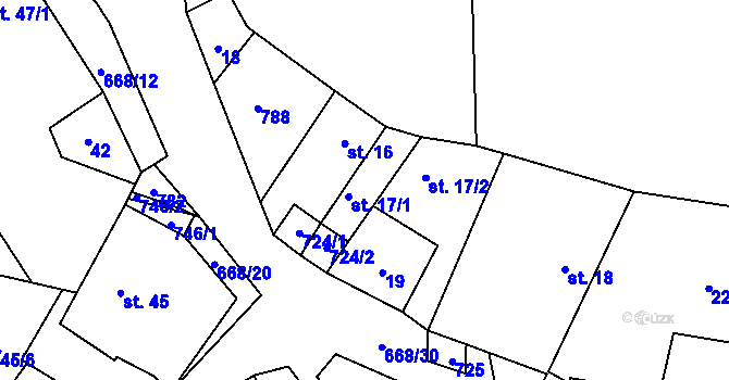 Parcela st. 17 v KÚ Rudolec, Katastrální mapa