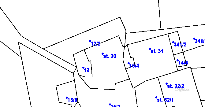 Parcela st. 30 v KÚ Rudolec, Katastrální mapa