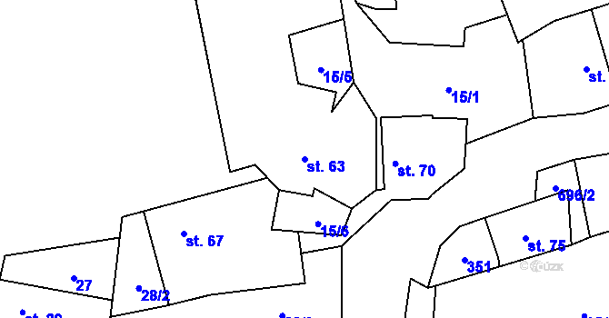 Parcela st. 63 v KÚ Rudolec, Katastrální mapa