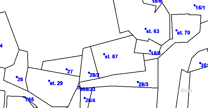 Parcela st. 67 v KÚ Rudolec, Katastrální mapa