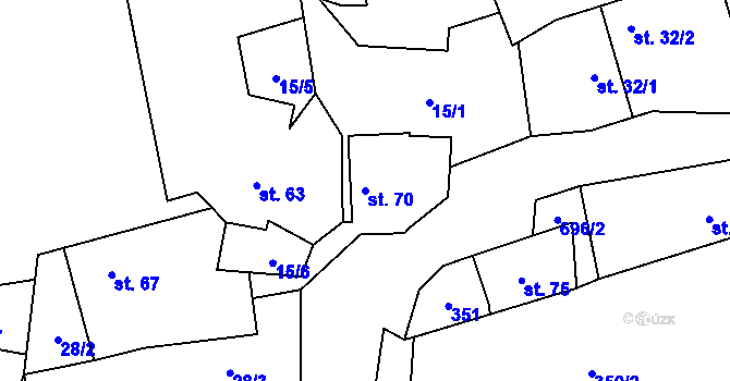 Parcela st. 70 v KÚ Rudolec, Katastrální mapa