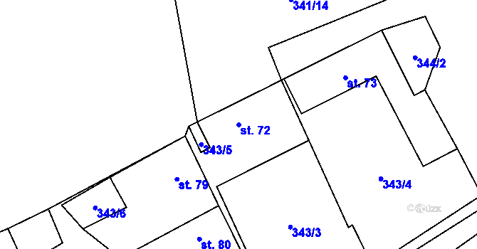 Parcela st. 72 v KÚ Rudolec, Katastrální mapa