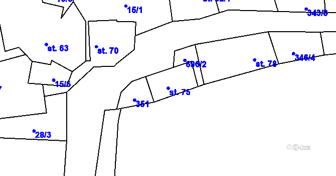 Parcela st. 75 v KÚ Rudolec, Katastrální mapa