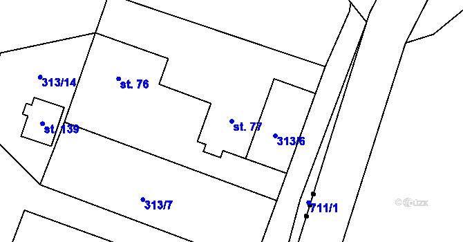 Parcela st. 77 v KÚ Rudolec, Katastrální mapa