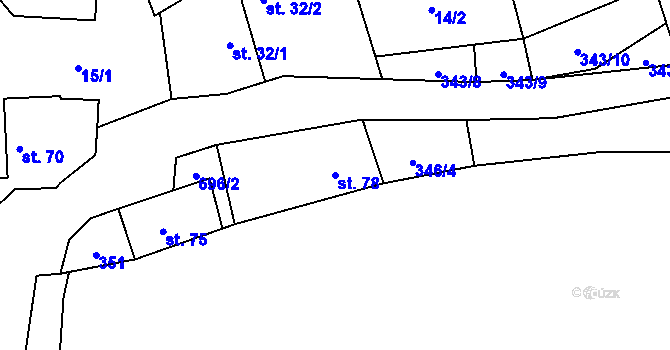 Parcela st. 78 v KÚ Rudolec, Katastrální mapa