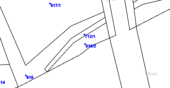 Parcela st. 618/2 v KÚ Rudolec, Katastrální mapa