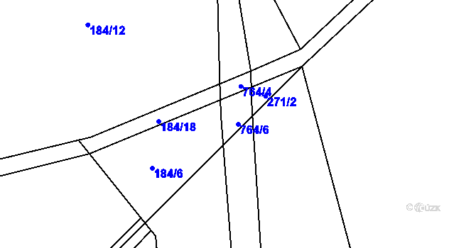 Parcela st. 764/6 v KÚ Rudolec, Katastrální mapa