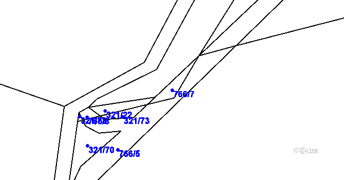 Parcela st. 766/7 v KÚ Rudolec, Katastrální mapa