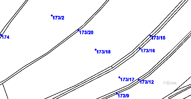 Parcela st. 173/18 v KÚ Rudolec, Katastrální mapa