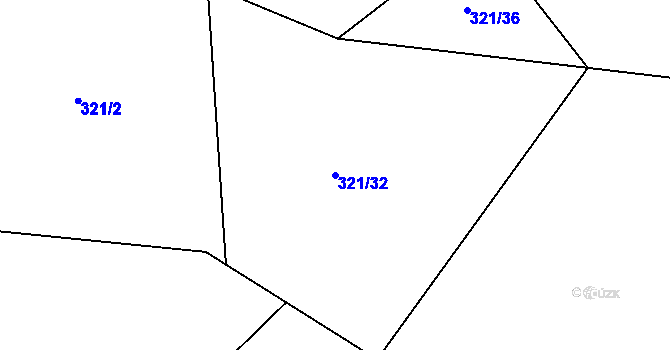 Parcela st. 321/32 v KÚ Rudolec, Katastrální mapa