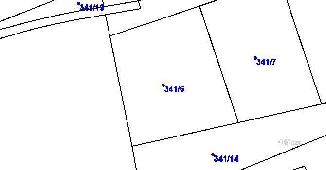 Parcela st. 341/6 v KÚ Rudolec, Katastrální mapa