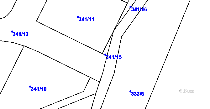 Parcela st. 341/15 v KÚ Rudolec, Katastrální mapa
