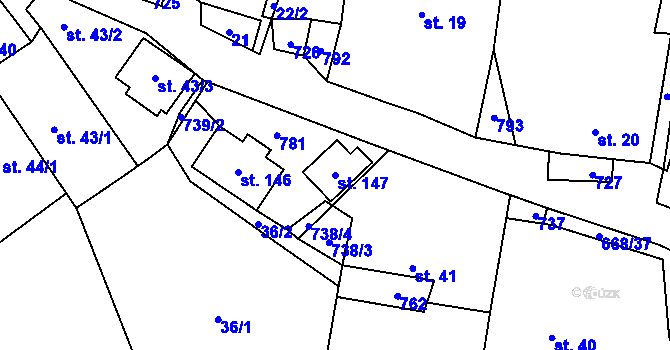 Parcela st. 147 v KÚ Rudolec, Katastrální mapa