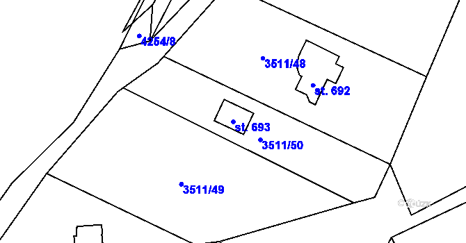 Parcela st. 693 v KÚ Jivno, Katastrální mapa