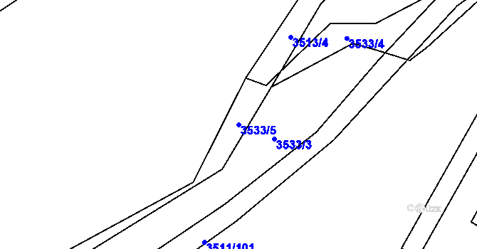 Parcela st. 3533/5 v KÚ Jivno, Katastrální mapa