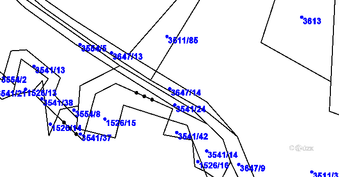 Parcela st. 3647/14 v KÚ Jivno, Katastrální mapa