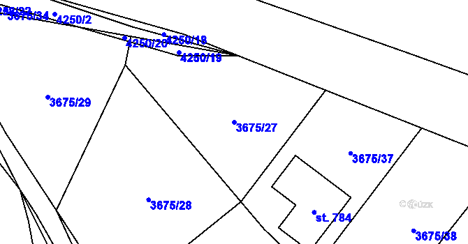 Parcela st. 3675/27 v KÚ Jivno, Katastrální mapa