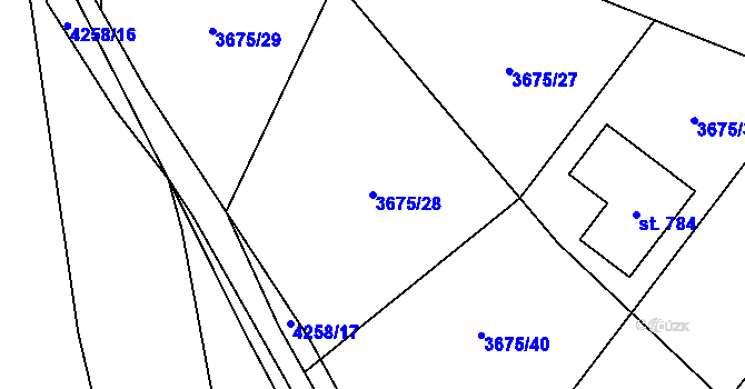 Parcela st. 3675/28 v KÚ Jivno, Katastrální mapa