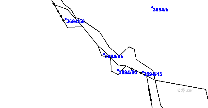 Parcela st. 3694/65 v KÚ Jivno, Katastrální mapa