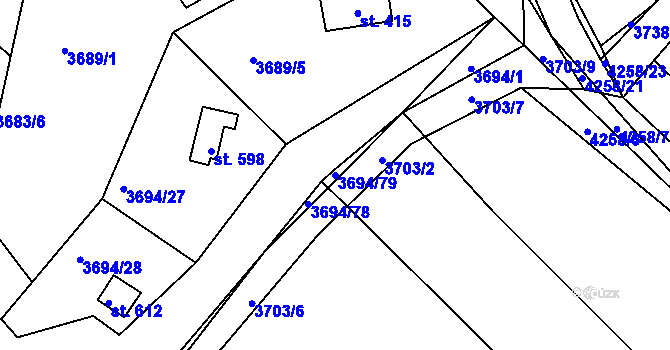 Parcela st. 3694/79 v KÚ Jivno, Katastrální mapa