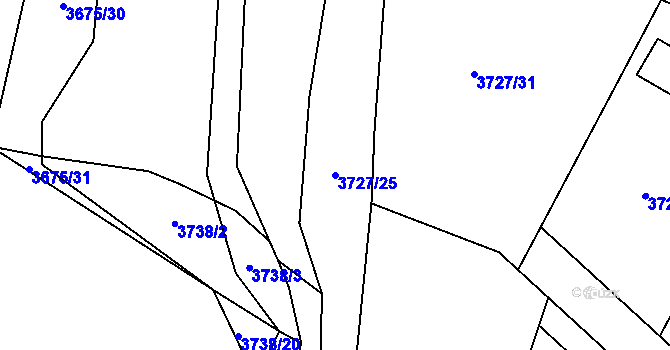 Parcela st. 3727/25 v KÚ Jivno, Katastrální mapa