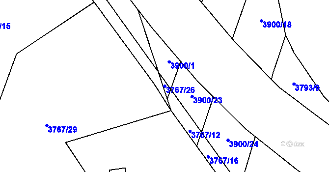 Parcela st. 3767/26 v KÚ Jivno, Katastrální mapa