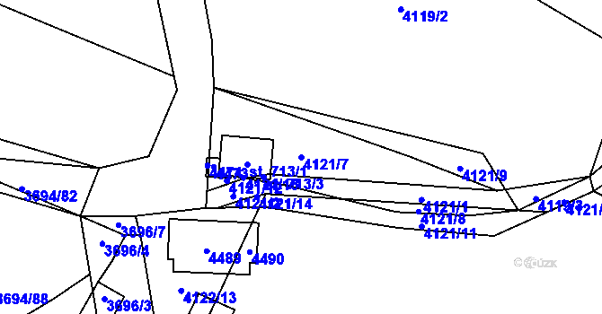 Parcela st. 4121/7 v KÚ Jivno, Katastrální mapa