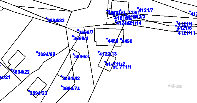 Parcela st. 4122/13 v KÚ Jivno, Katastrální mapa