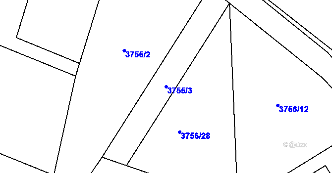 Parcela st. 3755/3 v KÚ Jivno, Katastrální mapa