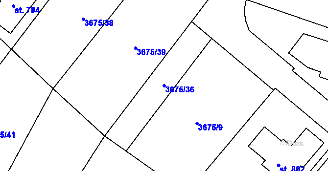 Parcela st. 3675/36 v KÚ Jivno, Katastrální mapa